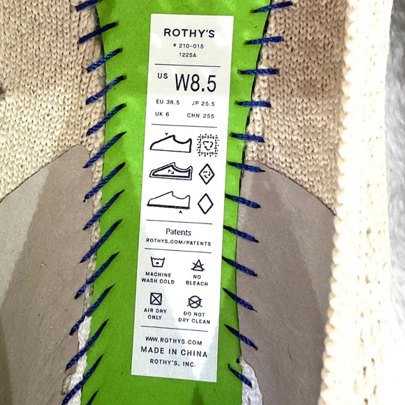 Off White Rothy’s The Max Square Toe Mesh Slip On Ballet Flat Size W8.5 Like New - Picture 9 of 15